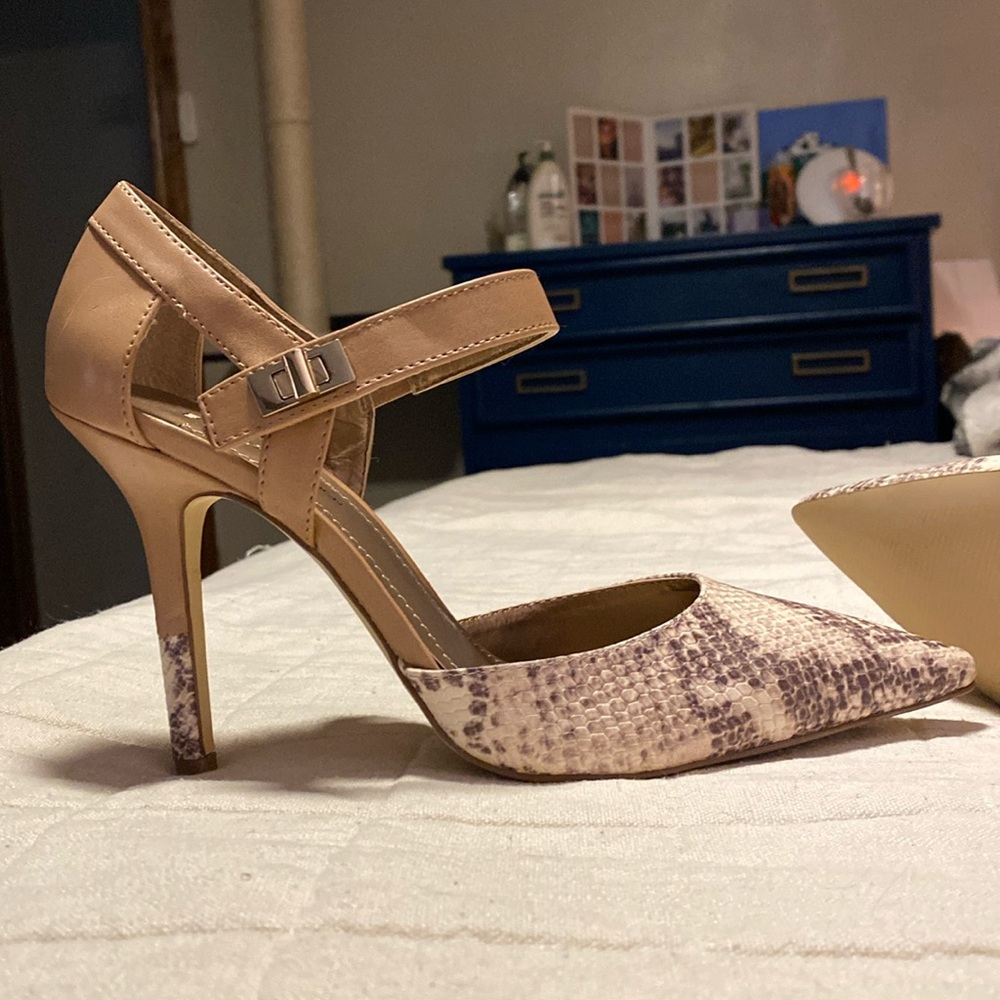 BCBGeneration Snake Embossed Strapped Heel